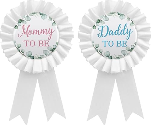 Miniatura 1 de CoolerthingsDG, Pin de insignia de hojalata para papá y mamá para ser blanco – Botón de baby shower, regalos para papá, fiesta de revelación de