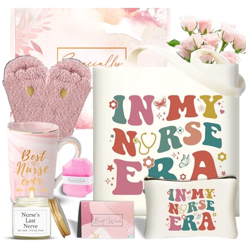 DHQH Nurse Gifts for Women, Nurse Appreciation Gift Set for Nursing RN Nurses Practitioner, Nurses Week Gifts Basket with 11 Oz Coffee Mug Canvas Tote Bag