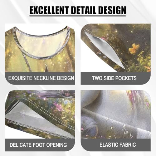 ALAZA Unicorn Wing Butterfly Blossom Pajamas Set Short Sleeve Cotton Sleepwear Summer Pjs 2 Piece 5-14Y4