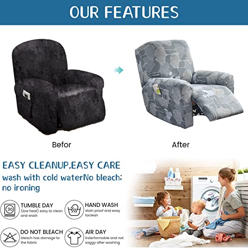 Image of Eco-Ancheng Recliner Slipcovers 4-Pieces Lazyboy Recliner Covers Recliner Couch Covers Recliner Chair Cover Non Slip Reclining Slipcovers with Storage Pockets Furniture Protector for Living Room