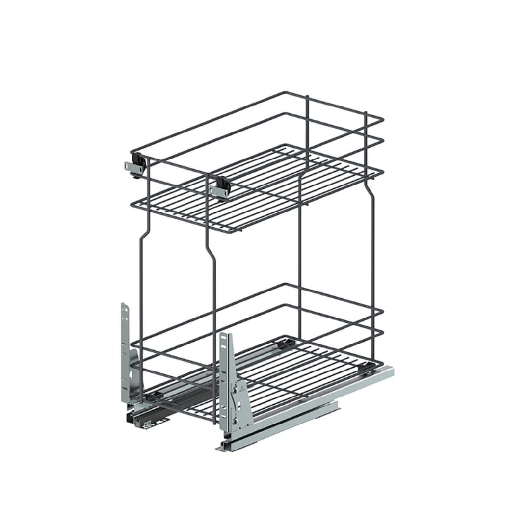Unterschrankauszug Auszugsunterschrank Schrankauszug mit Softclose Küchenauszug 2 Etage Vollauszug Bodenmontage Antrazit (Möbel 200mm)