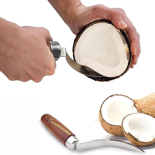 Miniatura 6 de Juego de herramientas de abridor de coco de alta calidad, cuchillo raspador de coco y removedor de carne de coco de acero inoxidable con mango de