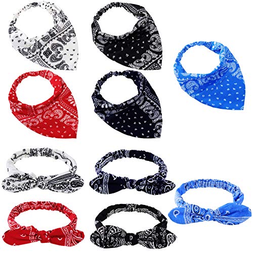 10 Pieces Elastic Hair Scarf Headband Retro Hair Bandanas Head Kerchief Elastic Turban Boho Headbands Elastic Turban Head Wrap for Women Girls Hair Accessories (Chic Style)