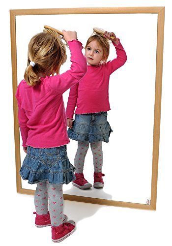 HenBea 996/G - Espejo con marco de madera, plástico, beige, 110 x 85 cm