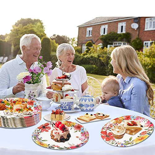 Boosolo Floral Paper Plates Party Supplies Bulk,Spring Floral Bridal Shower Decorations,12 In Large Oval Disposable Party Plates For Mothers Day Spring Holiday Dinner Wedding Tea Party Decor … #TOP6