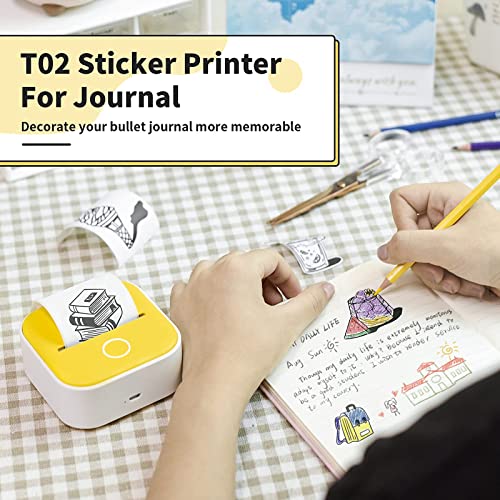 T02 Mini Printer Sticker Maker - Portable Pocket Thermal Instant Photo Printer - T02 Sticker Maker Machine Mini Printer, Wireless Receipt Label Maker Printer For Sticky Scrapbook, Label #TOP3