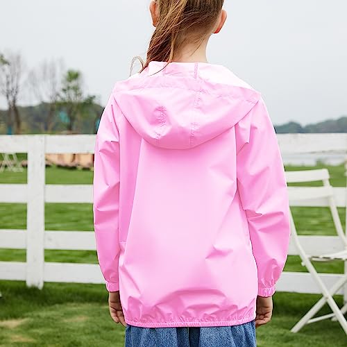 Image of MODAFANS Girls Boys Rain Jacket Lightweight Waterproof Packable Hooded Half zip RainCoats Windbreaker for Outdoor 4-13Year