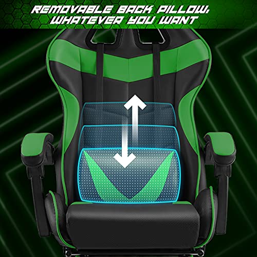 Soontrans-Silla-Gamer-Silla-de-Escritorio-computadora-Oficina-ergonomica-Silla-con-Reposacabeza-Apoyo-y-Cojin-LumbarAltura-Ajustable-con-Ruedaspara-Los-Jugadores-de-PC-Gamer-Verde