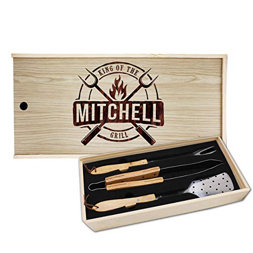 My Personal Memories Premium King of The Grill Custom Personalized Grilling Barbecue Tools Set - Customized BBQ Accessories Gift for Dad, Father