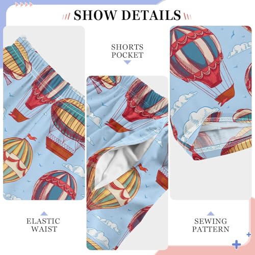 Sky Hot Air Balloon Boys Long Pants Soft Trousers Elastic Waist Kids Lounge Bottoms with Pockets S-XL4