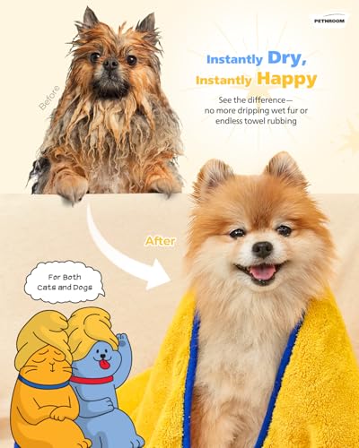 Image of PETHROOM Ultra Absorbent Pet Towel | Quick-Drying, Soft Microfiber Dog & Cat Bath Towel | Lightweight, Durable, Fast Water-Soaking | Ideal for All Breeds (Medium) 15.7 inch x 31.5 inch