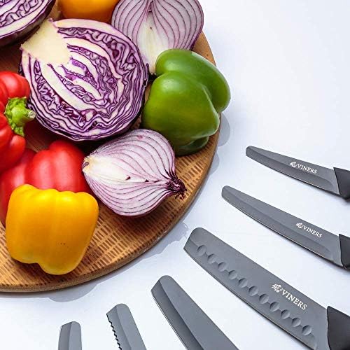 Viners Assure 8 Bread Knife | Soft Grip Handle Safety Kitchen Knife with a 10 Year Guarantee | Stainless Steel, Black