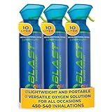 O2 Blast - Pure Oxygen Supplement, Portable Can Filled with 99.99% Pure Oxygen with Custom Breathing Mask, Energy, Performance, Fast Recovery Time, Ideal for High Altitude & Sports - 10L, 3-Pack