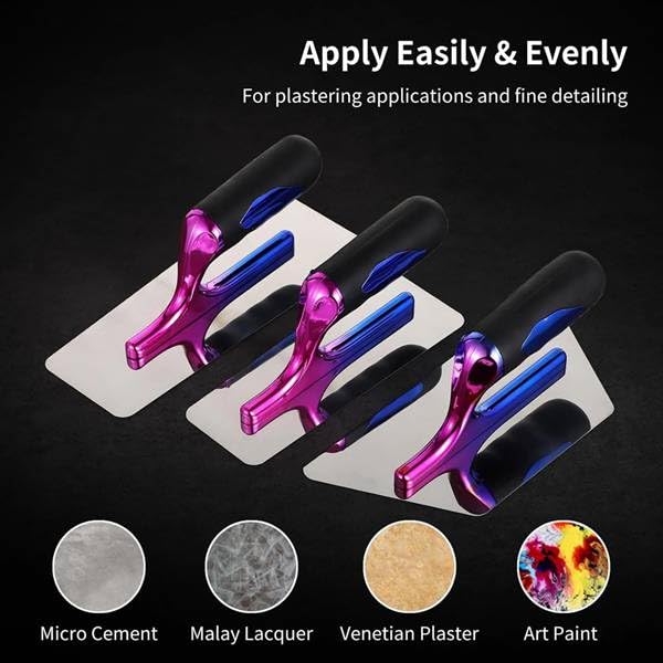 Espátula para 3 piezas, espátula para yeso, espátula alisadora de acero, herramienta para el acabado de pinturas artísticas con ergonómico, herramientas para trabajos venecianos