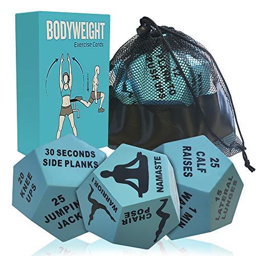 New New Creation Avenue Exercise Dice - 2 Fitness Dice+ 1 Yoga Dice + Bodyweight Exercise Cards - Add Fun and Variety to Workouts for Home or The Gym- Workout Dice 12 Sided Foam for Kids or Adults…