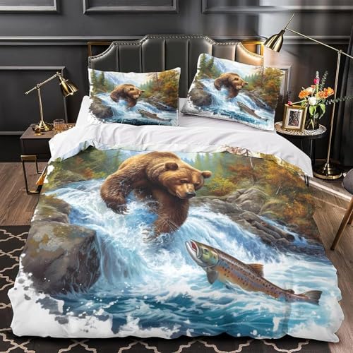 Parure de lit ours 135x200 cm avec impression 3D haute définition durable