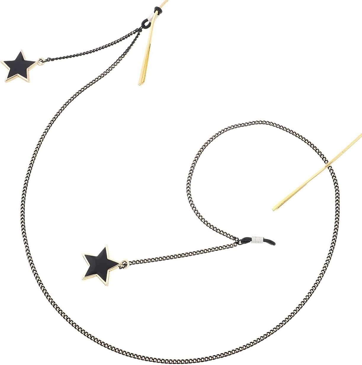 HOOENG Strap Eyeglass Chains for Women Black Star Pendant Eyewear Retainer Stylish Eyewear Retainer Glasses Cord