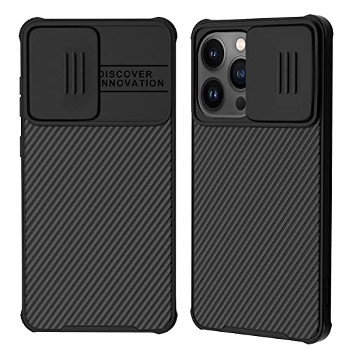 XTCASE Cover per iPhone 14 Pro Max Custodia, Protezione Copri Fotocamera Scorrevole Ultra Sottile Rigida Hard Antiurto Antigraffio Antiscivolo Shockproof Protettiva Case, Nero