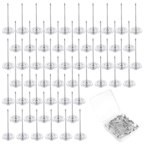 50 PCS Long Upholstery Nails Tacks - Silver Push Pins and Thumb Tacks with Plastic Box Extra Long Push Pins Flat Head Furniture Nails Heavy Duty Decorative Push Pin for Furniture Sofa Headboard