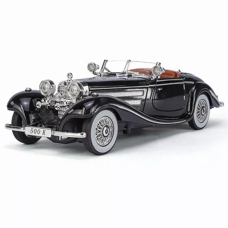 Image of Compatible for 1:24 Mercedees Benz 500K Toy Car Model, Diecast Collectible Pull Back Model Car with Sound and Light, Toy Gift Vehicles for Adults Kids Boys Girls【Black Color】