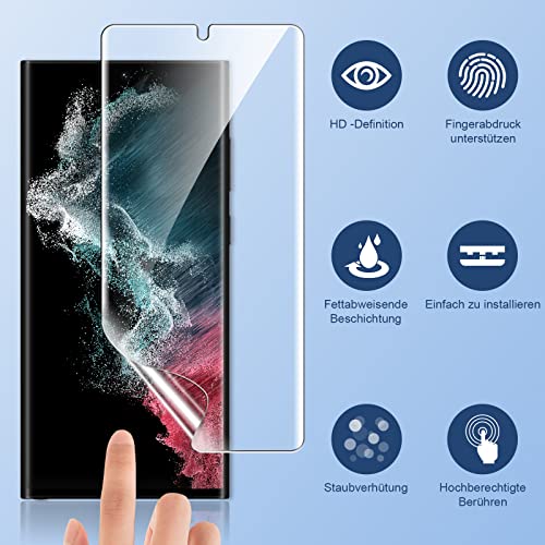 LK Schutzfolie für Samsung Galaxy S22 Ultra, 3 Stück Schutzfolie[Nicht-Glas], Vollständige 3D-Gewölbte Fingerabdruck-ID Displayfolie… – Ansicht 3