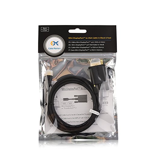 Cable Matters Mini Displayport To Vga Cable (Mini Dp To Vga Cable) In Black 6 Feet - Thunderbolt And Thunderbolt 2 Port Compatible #TOP5