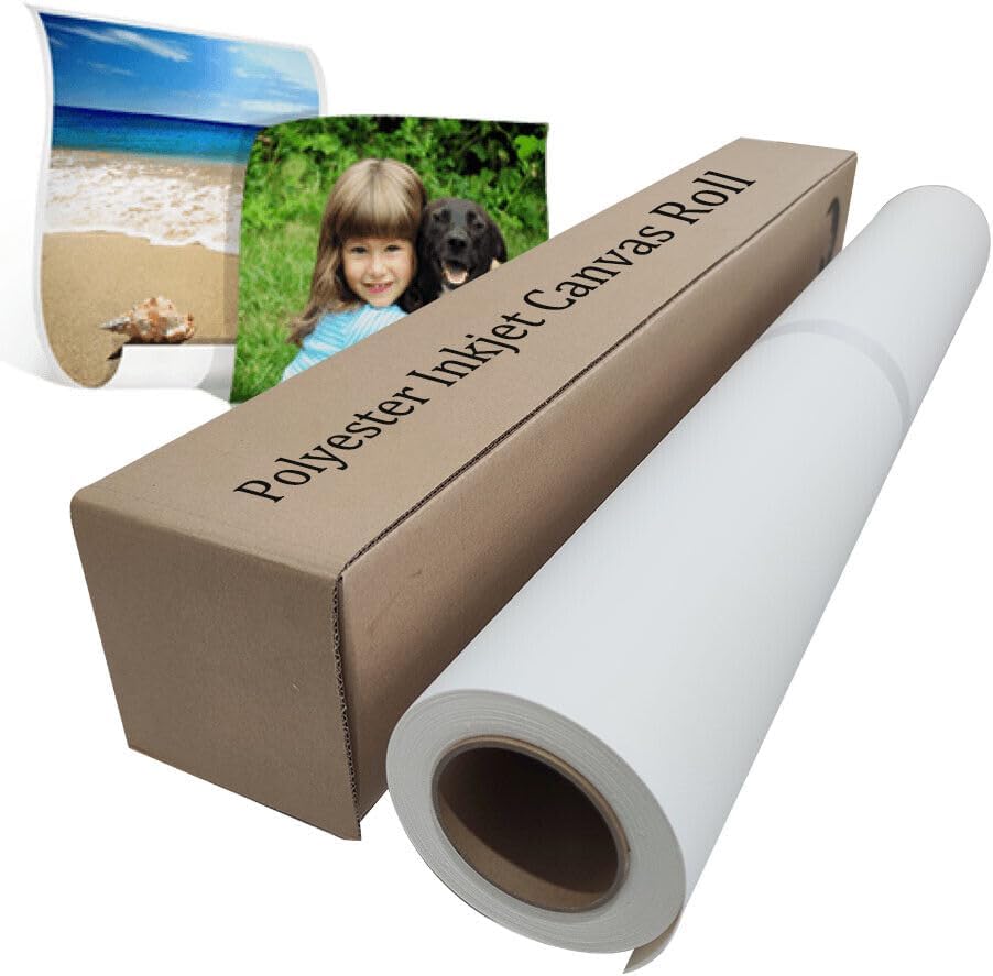 Polyester Matte Canvas Roll Wide format Inkjet Printing 36 in x 40 ft，100% Polyester Art Canvas