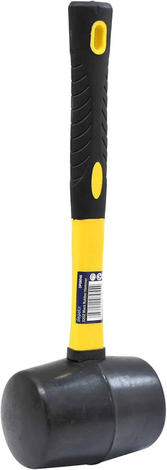 Dapetz ® 32oz Black Rubber Hammer Mallet Fibre Handle Camping Racking Golf Tool, Black Rubber, Fibreglass Handle, Rubber Comfort Grip, Head Length: 110mm, Head Weight: 32oz.