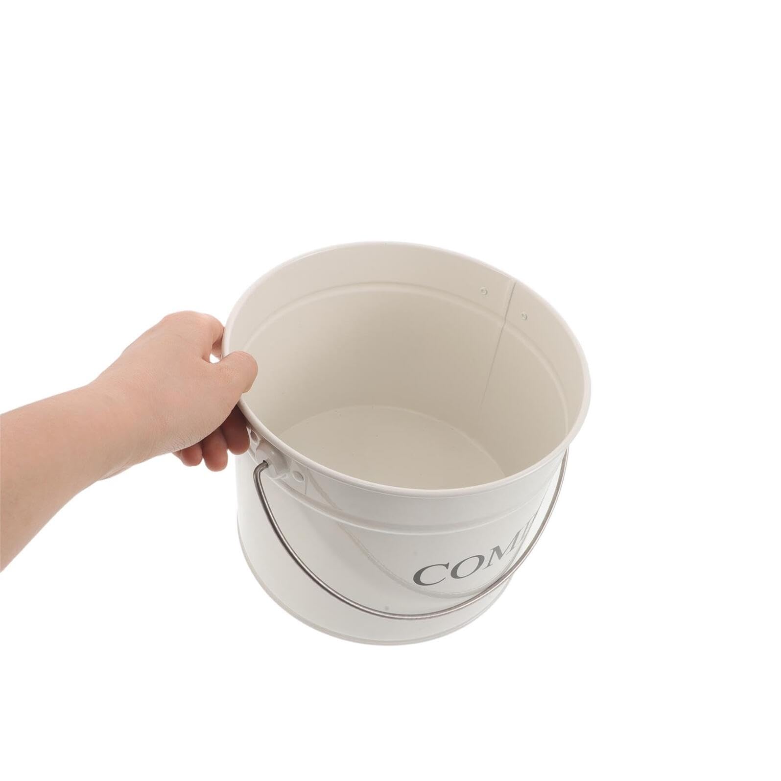 Toyvian Großer Komposteimer aus Verzinktem Stahl mit Deckel und Geruchsfilter für Küchenabfälle und Biomüll Platzsparendes Design Einfache Reinigung für Garten und Wohnung