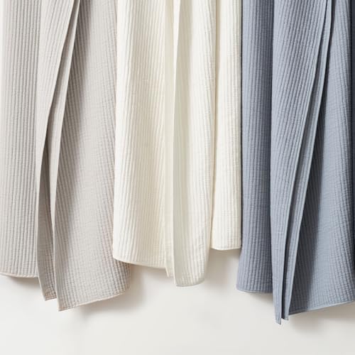 Image of EVERGRACEHOME Cotton Coverlet Set King Size 3 Pieces, Lightweight Soft Ribbed Matelasse Bedspread Quilt Set, Cozy Oversized Quilted Bedding Set with 2 Pillow Shams for All Seasons, Birch