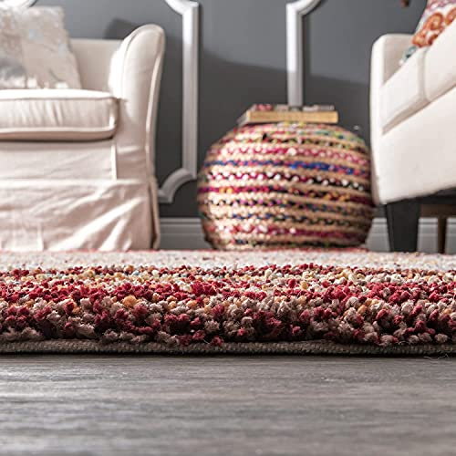Image of Shaggy Rugs 9 x 12 Feet Soft and Cozy Carpet for Living Room & Hall, Bedroom, and Kids Room Non-Slip, High Pile, Machine Washable, Perfect for Any Room (RedGold)