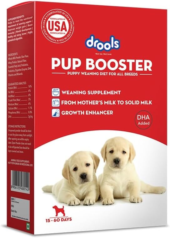 Drools Pup Booster for Dogs Weaning Diet 300g Pack | Chicken Flavour | All Breed Formula | Promotes Growth and Development | Prebiotics and Probiotics