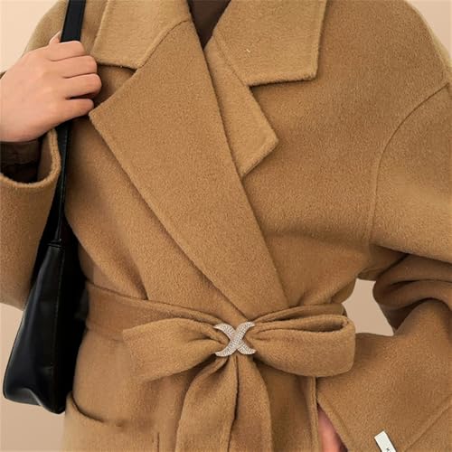 Image of Rhinestone Infinity Silk Scarf Ring Brooch for Women Fashion Crystal X Chain Shawl Scarves Buckle Clip Brooches Dainty Dress Accessories Wedding Birthday Jewelry Gift