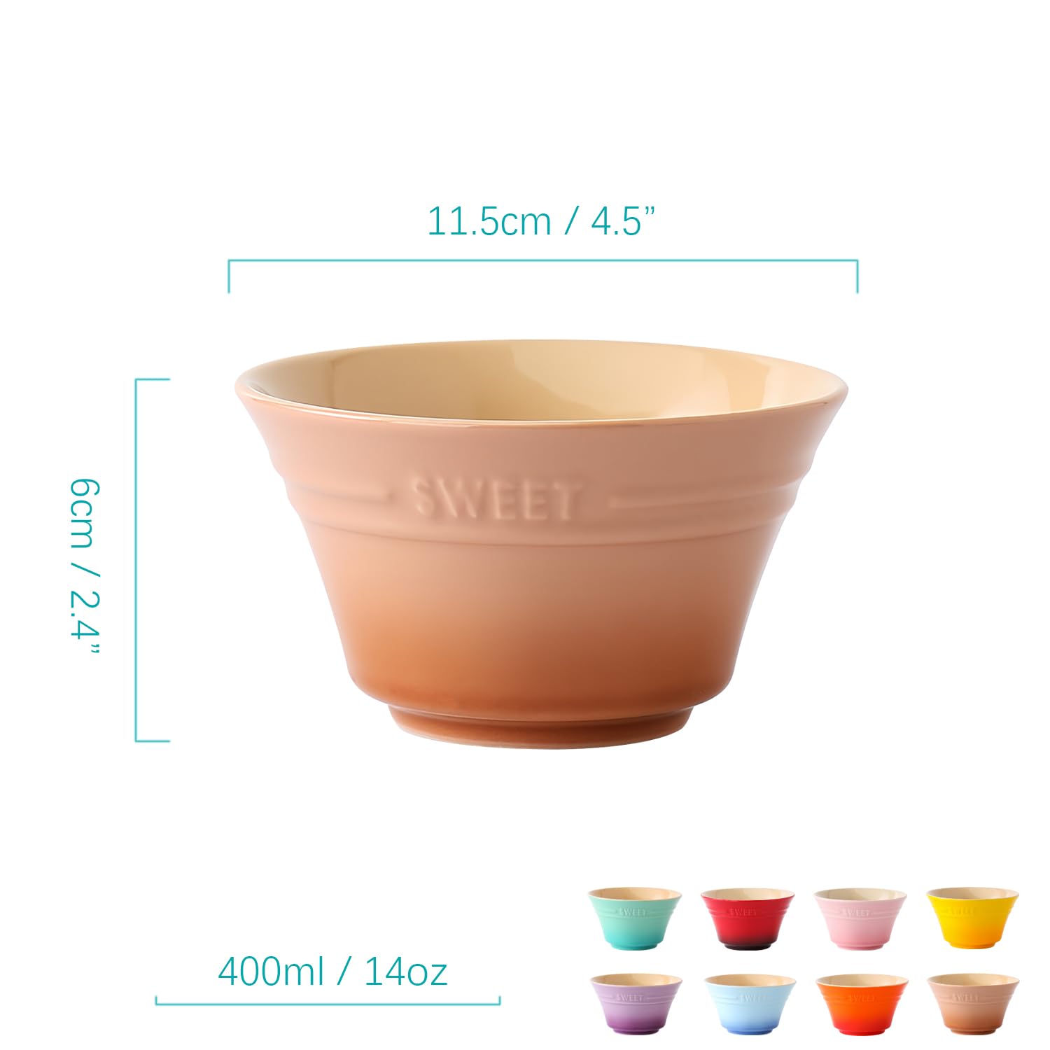 Großes Müslischalen-Set, 400 ml, Suppenschüsseln, mikrowellengeeignet, Reisschalen, Keramik-Frühstücksschalen (Khaki, 4 Stück)