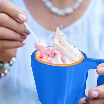 Ice Cream Pint Holder, Ice Cream Containers, 3D Printed Insulated Cup, Insulated Arm Sleeve Containers with Spoon and Handle for Yogurt and Frozen Desserts, Gift for Icecream Lover(Green)