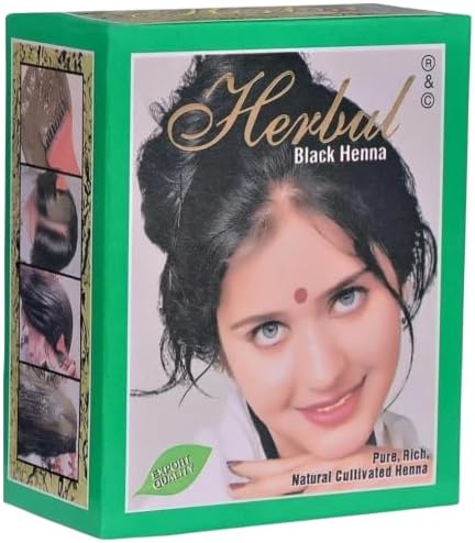 Black Henna Powder for Hair, 6 Sachets x 10 gm Each, Natural, Rich Black Color (Mehndi), Ammonia-Free, Nourishes & Strengthens Hair, Long-Lasting, Salon-Quality Finish, Easy to Use Multi-Pack