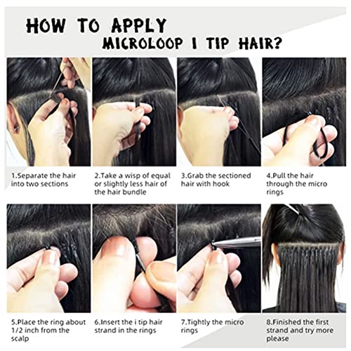 I Tip Hair Extensions Human Hair 12 Inch Jet Black Itip Hair Extensions Real Human Hair Black #1 Straight Itip Human Hair Extensions For Women 100G/100S #TOP6