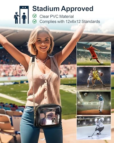 Image of PACKISM Clear Bag for Stadium Events - Clear Purses for Women Transparent Crossbody Messenger Bag for Concerts Game Day