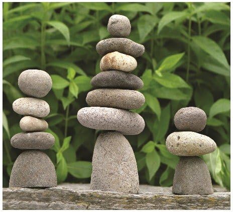 Miniatura 3 de Ancient Graffiti Cairn de piedra natural de río mediano de 5 piedras, multicolor, 8 pulgadas