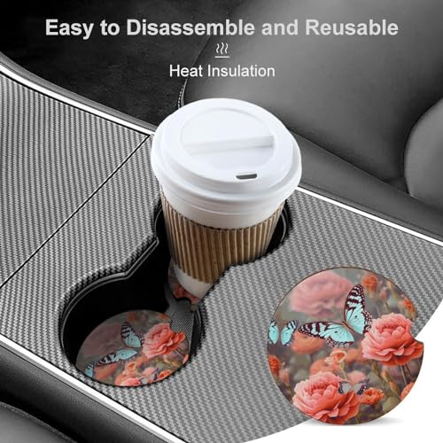 Portavasos para carros decorativos mariposa 2.6 pulgadas 2 unidades miniatura 4