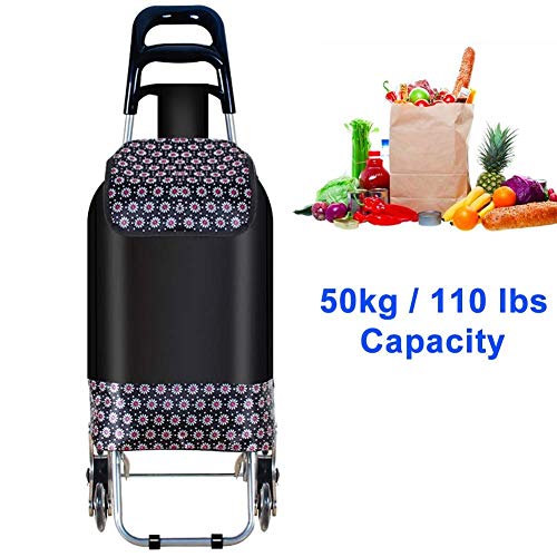 Einkaufstrolley, faltbarer Einkaufswagen auf Rädern, großer und leichter Einkaufstrolley mit abnehmbarer Tasche… – Bild 3