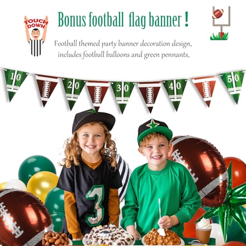 Football homecoming Balloon with Green White Gold Balloons with large star stripe Foil balloons and Football Banner for sport theme tailgate super league touch down birthday decorations - Image 7