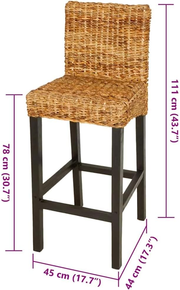 vidaXL Bar Chairs 2 Pcs, Bar Seats, Counter Height Stools, Island Stools for Pub Dining Room Kitchen Counter Island, Solid Mahogany Wood and Abaca