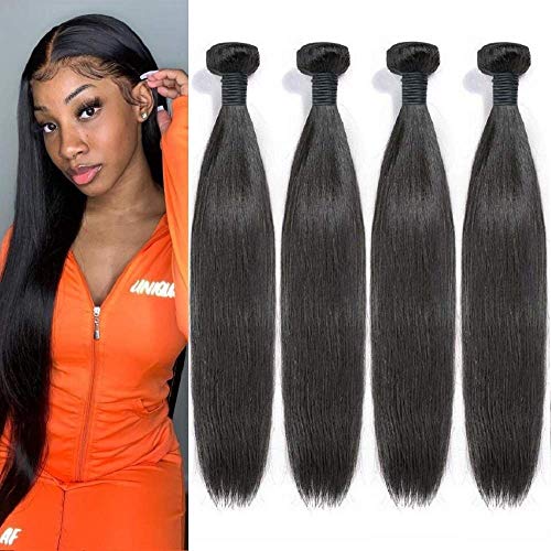 10A Brazilian Straight Hair 4 Bundles (30 30 32 32) Virgin Human Hair Bundles Straight Hair Extensions Weave Hair Human Bundles 100% Unprocessed Virgin Hair Bundles