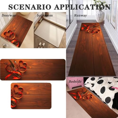 Alfombra cocina lavable para comedor pasillo entrada y lavandería roja 3