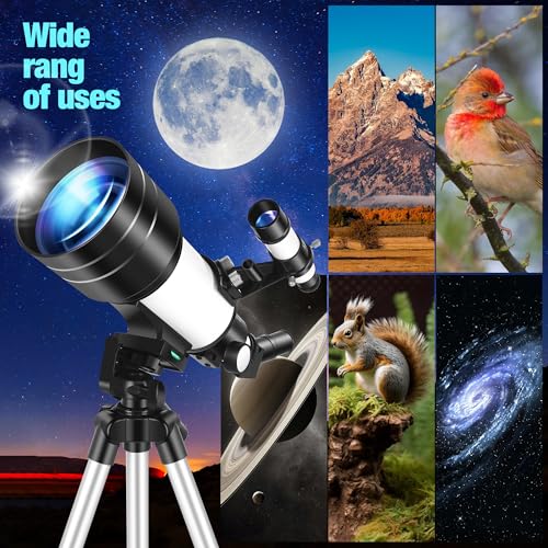 Telescope, Telescope for Adults & Kids, 70mm Aperture 400mm Portable Refractor Telescopes for Astronomy Beginners, Travel Telescopes AZ Mount Fully Multi-Coated Optics with Phone Adapter