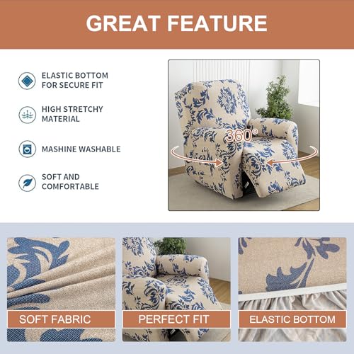 Image of Eco-Ancheng Recliner Slipcovers 4-Pieces Lazyboy Recliner Covers Recliner Couch Covers Recliner Chair Cover Non Slip Reclining Slipcovers with Storage Pockets Furniture Protector for Living Room
