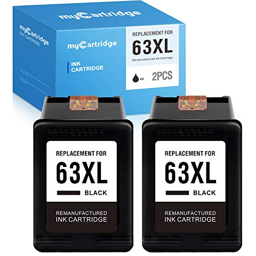 myCartridge Remanufactured Ink Cartridge Replacement for Hp 63 XL 63XL Use in Envy 4520 4511 4512 OfficeJet 5255 5258 3830 4650 4652 4655 Deskjet 1112 3630 3631 3632 3637 2130 2132 (2 Black)