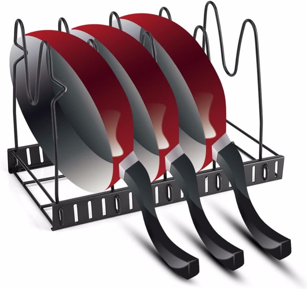 5 Tiers Pot Frying Pan Lid Storage Rack Organizer Kitchen Cookware Non-Slip Tiers Pan Pot Shelf Cabinet Accessories Storage Rack