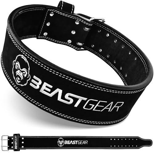 Beast Gear Pas do podnoszenia ciężarów dla kobiet i mężczyzn – skórzany pasek o szerokości 10 cm z podparciem pleców i rdzenia do siłowni, martwego ciągu, treningu siłowego, przysiadów i trójboju